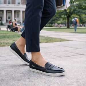 Cole Haan Nantucket Black Pebbled Leather Penny Loafers  7 old money academia